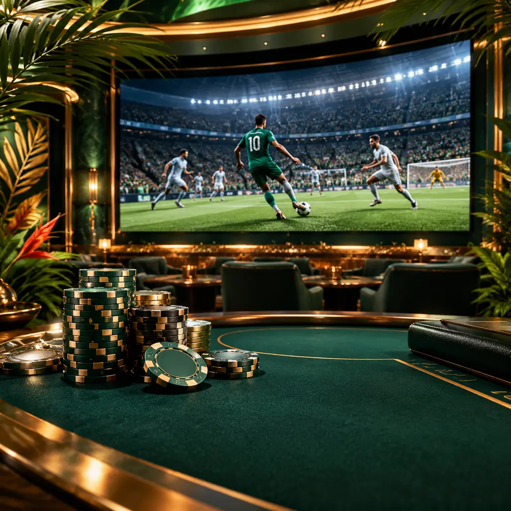Layar pertandingan sepak bola di lounge kasino